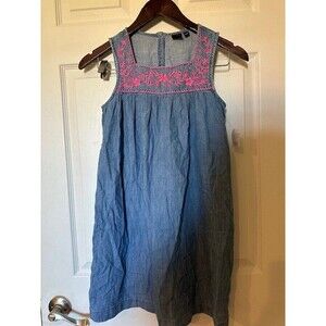 Gap Girls Denim Dress Blue Short sleeveless Cotton Large 10 - 11 Medium NWT
